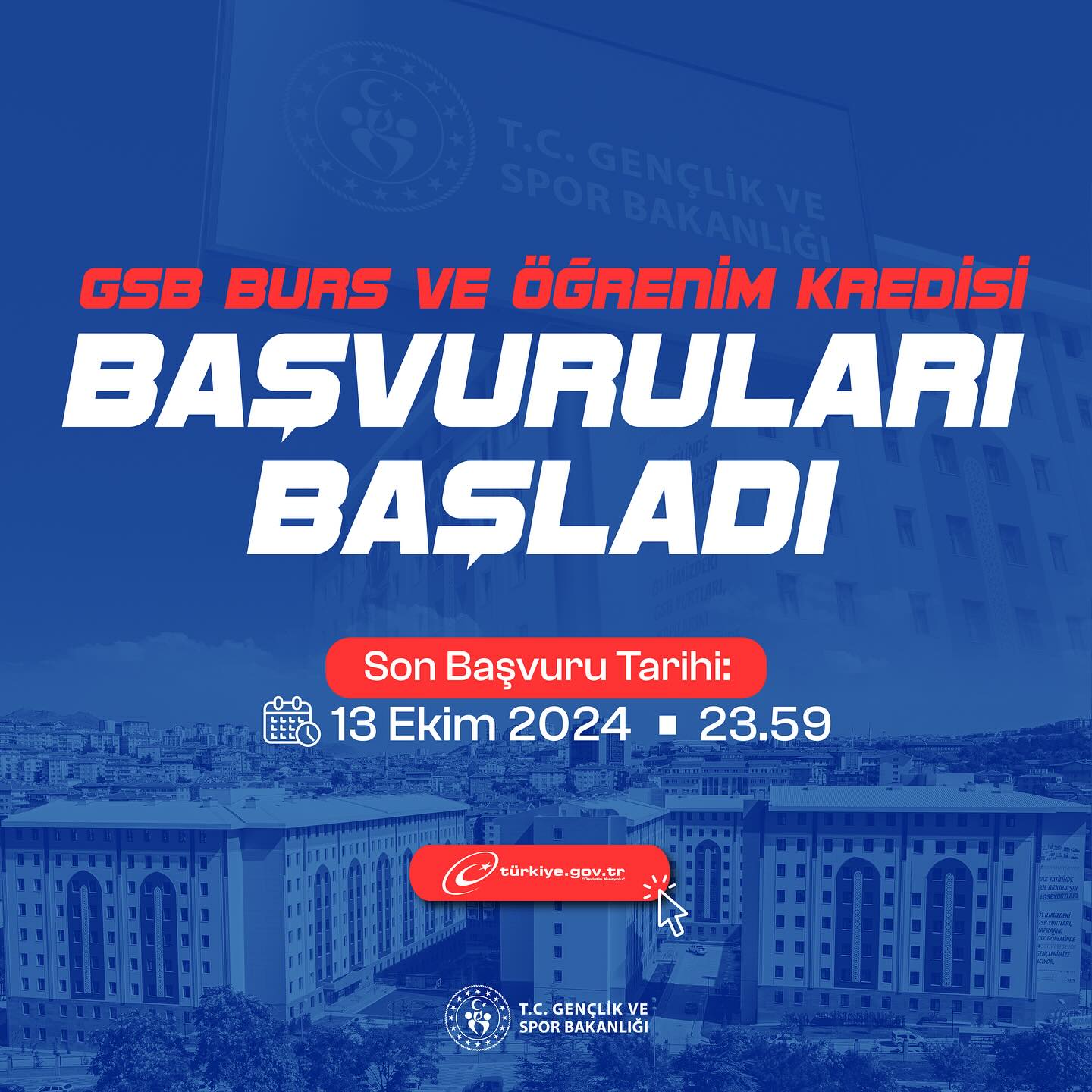 Gençlik Ve Spor Bakanlığı Burs/Kredi Başvuruları Başladı